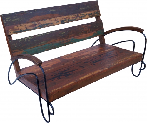 Sitzbank, Sofa aus recyceltem Teakholz - Modell 18 - 103x169x120 cm 