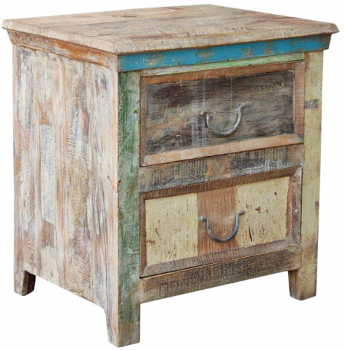 Vintage side cabinet, chest of drawers, bedside cabinet, hall cabinet with 2 drawers - model 2 - 61x57x46 cm 