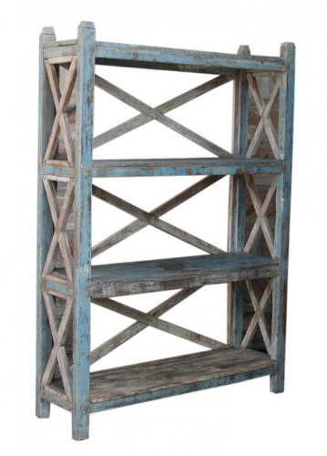 Rustic bookcase, kitchen shelf, solid wood, vintage look - model 21 - 183x128x38 cm 