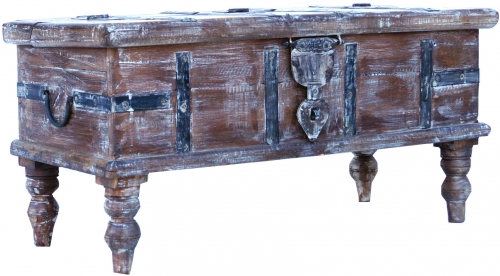 Antique wooden box, wooden chest, coffee table, coffee table made of solid wood, elaborately decorated - model 24 - 41x83x37 cm 