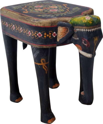 painted elephant stool - black - 50x51x34 cm 