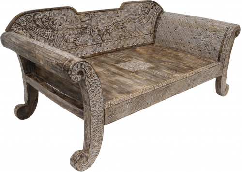 Wooden sofa East Timor antique white - model 1 - 100x218x110 cm 