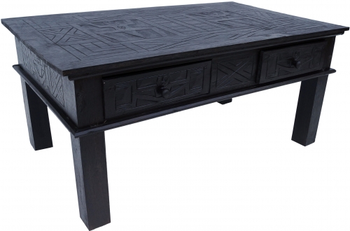 Hand carved floor table, coffee table, coffee table with 2 drawers, balsa wood - 40x100x50 cm 