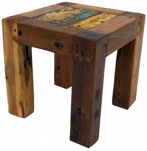 Stool, side table from recycled teak - model 7 - 30x30x30 cm 