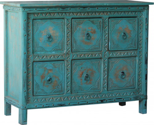 Solid vintage chest of drawers, sideboard, hall cabinet with 6 drawers - model 41 - 77x96x38 cm 