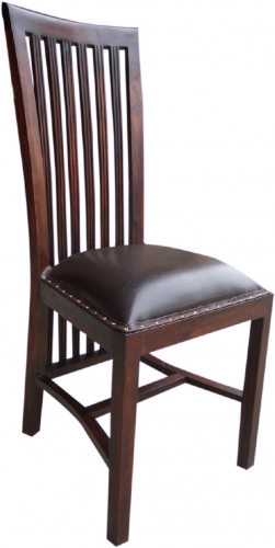 Colonial style chair with upholstered leather seat - model 2 - 105x40x40 cm 