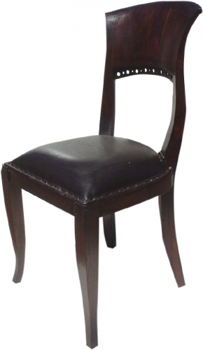 Colonial style chair with upholstered leather seat - Model 1 - 95x45x45 cm 