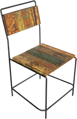 Chair made of recycled teak and metal frame - model 8 - 100x56x55 cm 