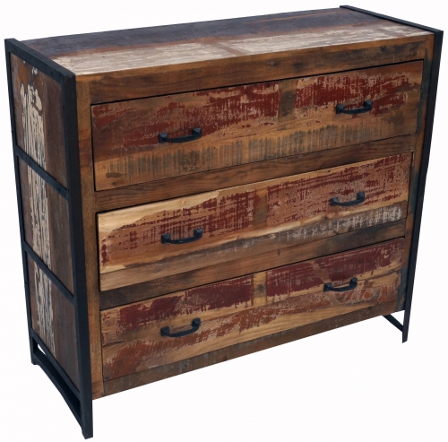 Chest of drawers, side cabinet, chest of drawers, TV cabinet made of recycled wood - model 6 - 90x100x40 cm 