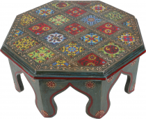 Painted small table with tile mosaic - blue Ø 36 cm