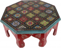 Bemalter kleiner Tisch mit Fliesenmosaik - rot Ø 41 cm