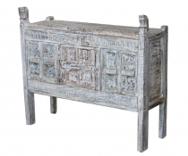 Rustic Orissa wooden chest with decorations and carvings - model ..
