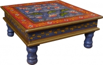 Bemalter kleiner Tisch, Minitisch, Blumenbank - Seerose blau/rot/..