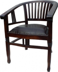 Teak armchair with upholstered leather seat - model 8