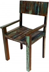 Vintage chair with recycled wood armrests - model 16