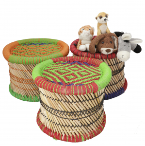 Indian wicker stool in many colors, bamboo stool, seat pouf, wicker storage - small - 30x35x35 cm Ø35 cm