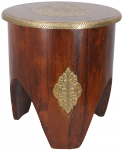Round side table, coffee table, coffee table with brass decoration - 40x35x35 cm Ø35 cm