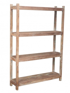 Rustic bookcase, kitchen shelf, solid wood, vintage look - model 19 - 164x114x3 cm 