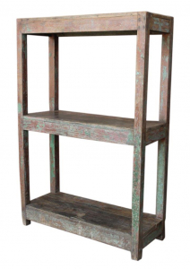 Rustic bookcase, kitchen shelf, solid wood, vintage look - model 24 - 143x94x40 cm 