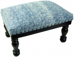 Arabic-Moroccan kilim floor bench, oriental seat with wooden frame, round legs - blue/vintage - 35x60x40 cm 