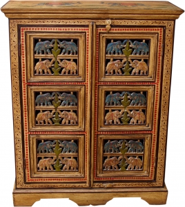 Painted elephant cabinet, side cabinet, chest of drawers with carving - Model 2 - 96x78x33 cm 