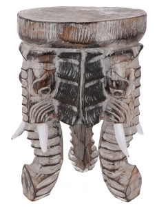 Blumenhocker, Dreibeiniger Beistelltisch, Dekoobjekt Elefanten Kopf - dunkel 30 cm