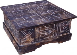 Hand carved floor table, coffee table, chest made of balsa wood - 27x60x60 cm 