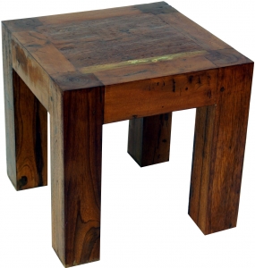 Stool, side table recycled teak large - model 2 - 40x40x40 cm 