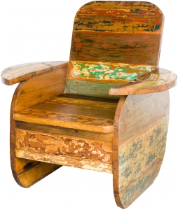 Holz Sessel, Stuhl aus recyceltem Teakholz - Modell 6 - 88x92x75 cm 