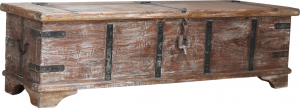 Vintage wooden box, wooden chest in colonial style, coffee table, coffee table made of solid wood - model 52 - 40x142x40 cm 