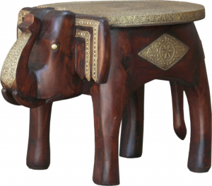 Vintage stool, elephant shaped flower bench - brown - 35x46x34 cm 