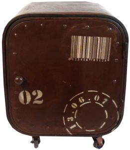 Small metal cabinet on wheels - brown - 57x44x42 cm 