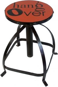 Metal stool, swivel stool - orange - 46,5x34x34 cm 