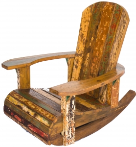 Schaukelstuhl, Holz Sessel aus recyceltem Teakholz - Modell 8 - 94x86x92 cm 
