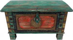 Chest, wooden box with metal fittings - 46x80x40 cm 
