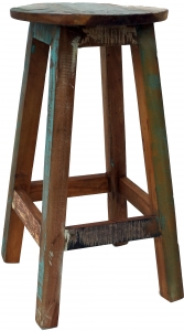 Vintage bar stool made of recycled wood - model 3 - 70x35x35 cm 